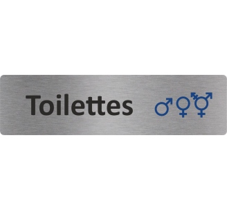 Plaque de porte standard en aluminium "Symbole Toilettes mixtes non genrées"