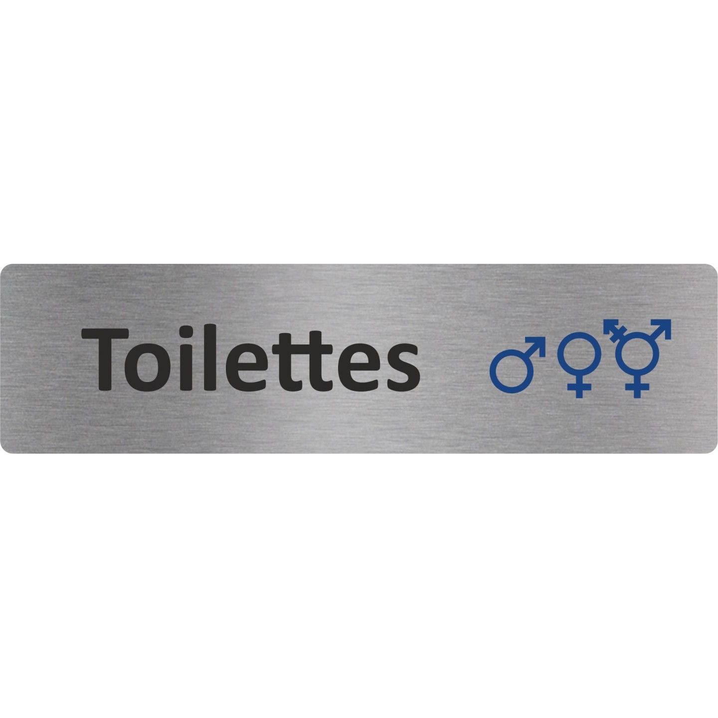 Plaque de porte standard en aluminium "Symbole Toilettes mixtes non genrées"