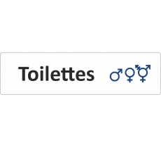 Plaque de porte standard en plexiglass "Symbole Toilettes mixtes non genrées"