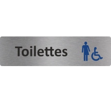 Plaque de porte standard en aluminium "Toilettes handicapés non genrées"