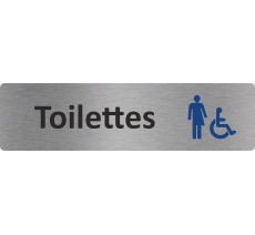 Plaque de porte standard en alu"Toilettes handicapés non genrés"