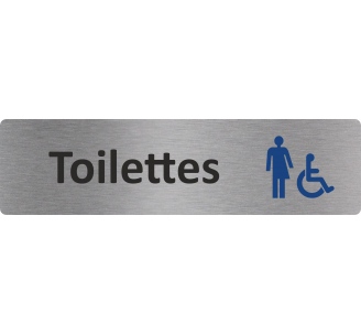 Plaque de porte standard en alu"Toilettes handicapés non genrés"