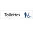 Plaque de porte standard en alu"Toilettes handicapés non genrés"