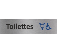Plaque de porte standard en aluminium "Symbole Toilettes handicapés non genrées"