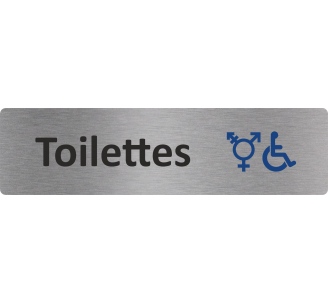 Plaque de porte standard en aluminium "Symbole Toilettes handicapés non genrés"