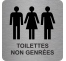 Plaque porte carrée "Toilettes non genrées" avec texte - alu ou pvc