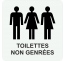 Plaque porte carrée "Toilettes non genrées" avec texte - alu ou pvc