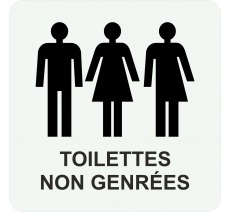 Plaque porte carrée "Toilettes non genrées" avec texte - alu ou pvc