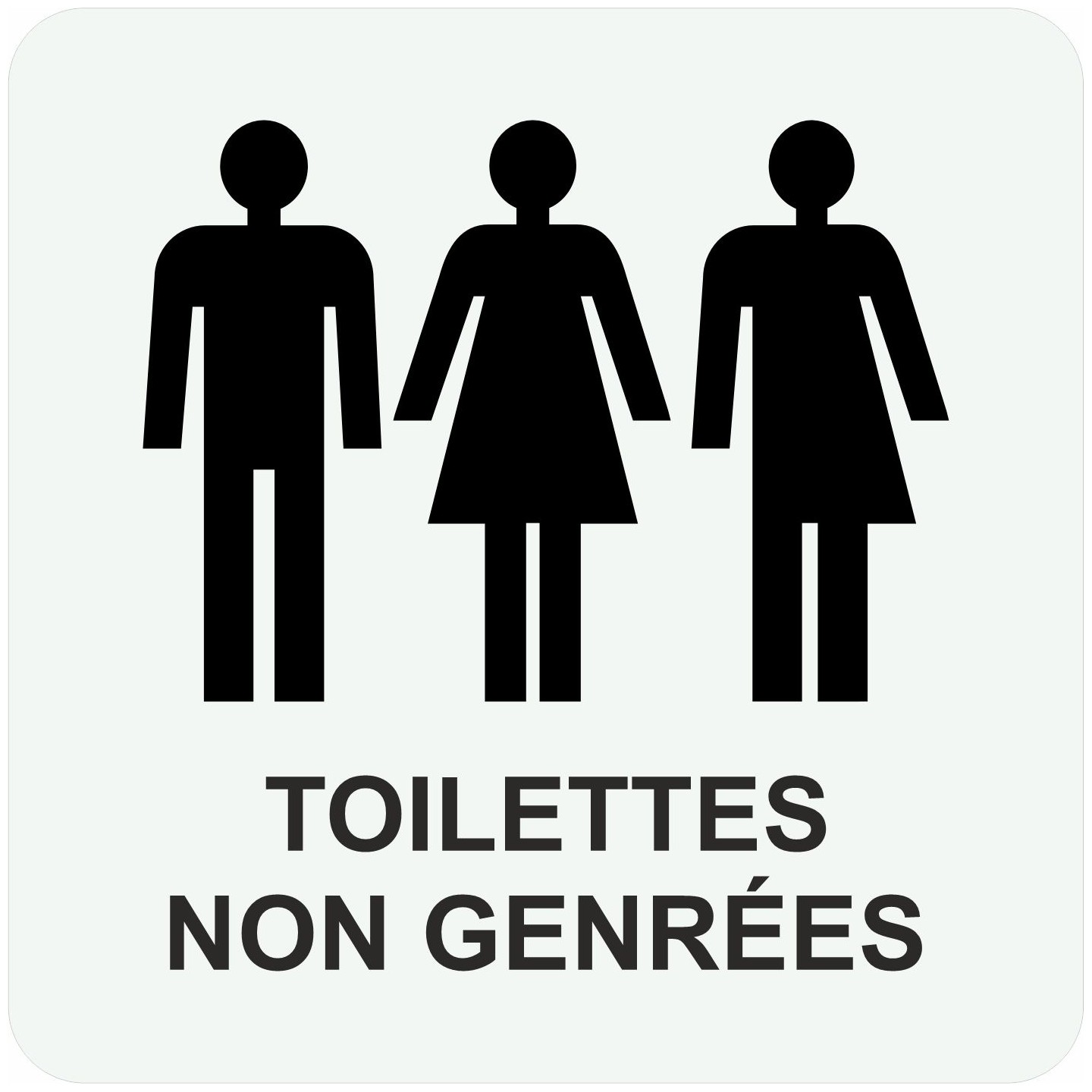Plaque porte carrée "Toilettes non genrées" avec texte - alu ou pvc
