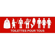 Plaque de porte rectangulaire "Toilettes pour tous"