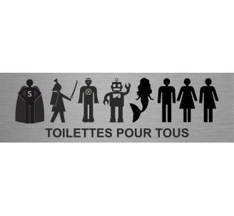 Plaque de porte rectangulaire "Toilettes pour tous"