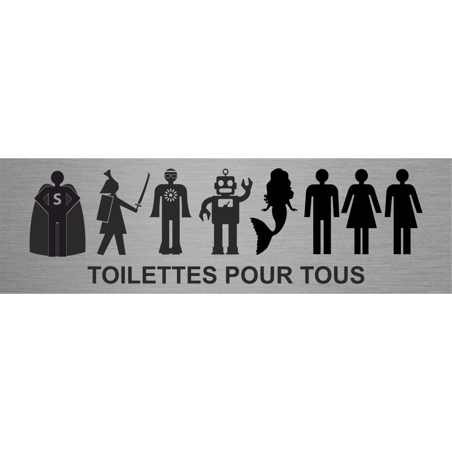 Plaque de porte rectangulaire "Toilettes pour tous"