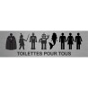 Plaque de porte rectangulaire "Toilettes pour tous"