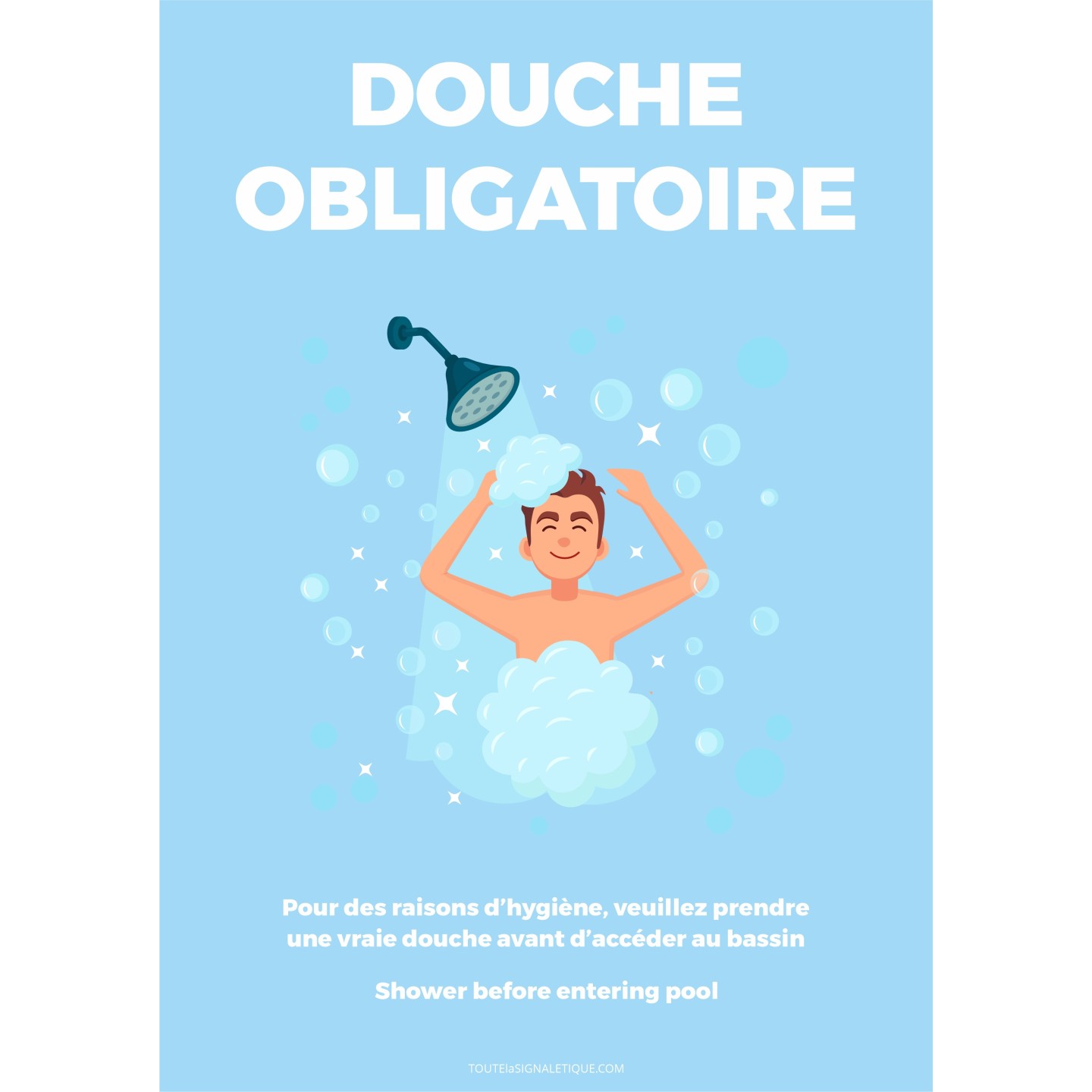 Panneau "Douche obligatoire" homme