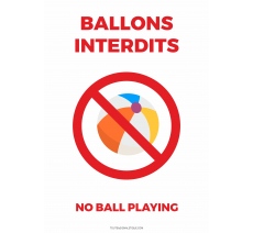 Panneau "Ballons interdits" pour piscines - PVC ou adhésif
