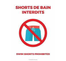 Panneau "Shorts de bain interdits" pour piscines - PVC ou adhésif