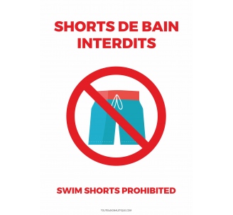 Panneau Shorts de bain interdits