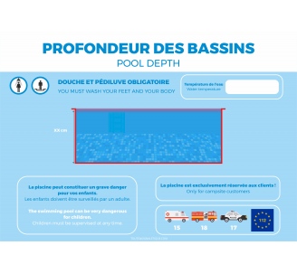 Panneau "Profondeur des bassins" à personnaliser - Bassin plat