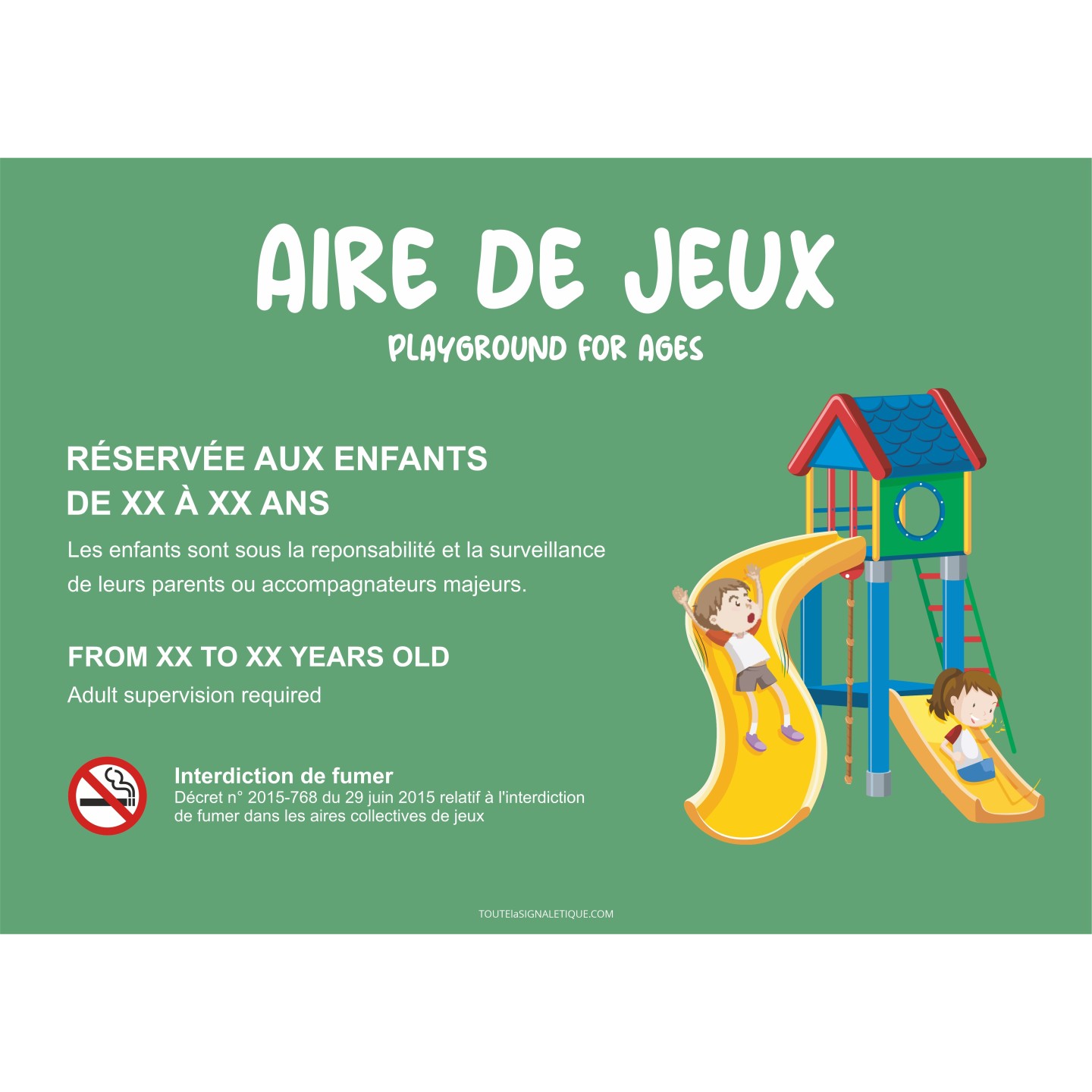 Panneau personnalisable Aire de jeux