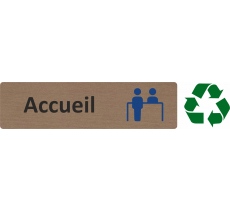 Plaque porte Accueil bois logo bleu