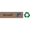 Plaque porte Accueil bois logo bleu