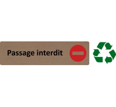 Plaque de porte standard en bois 2.0 " Passage interdit "