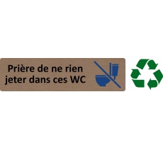 Plaque de porte standard en bois 2.0 " Prière de ne rien jeter dans ces WC "