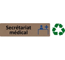 Plaque de porte standard en bois 2.0 " Secrétariat médical "