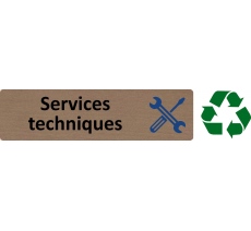 Plaque de porte standard en bois 2.0 " Services techniques "