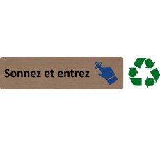 Plaque de porte standard en bois 2.0 " Sonnez et entrez "