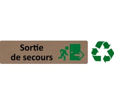 Plaque de porte standard en bois 2.0 " Sortie de secours à droite "