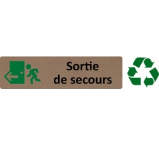 Plaque de porte économique " Sortie de secours à gauche "