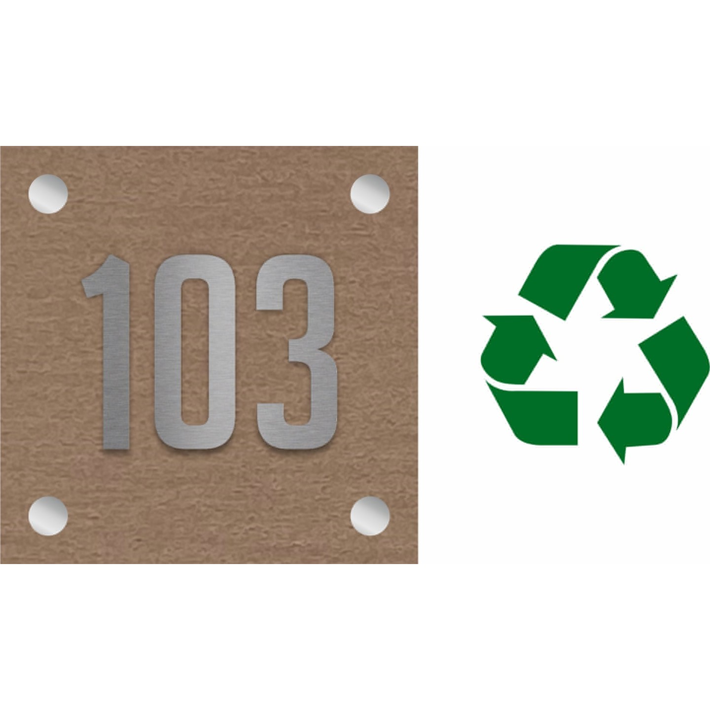 Plaque de porte avec chiffre en relief, en bois