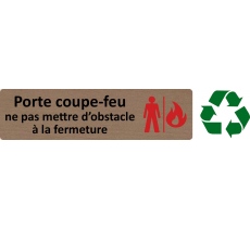 Plaque de porte standard en bois 2.0 " Porte-coupe-feu ne pas mettre d'obstacle à la fermeture "