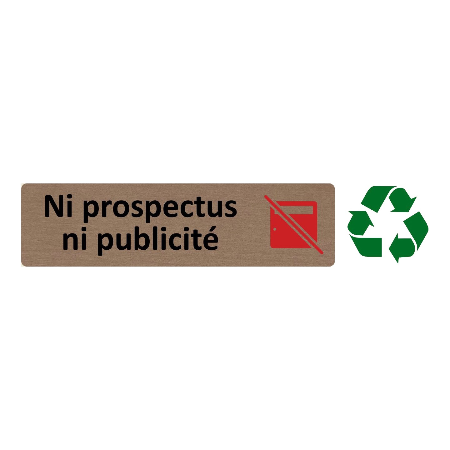 Plaque de porte économique " Ni prospectus, ni publicité "