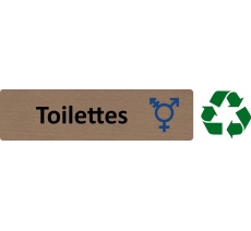 Plaque de porte standard en bois 2.0 "Symbole Toilettes non genrées"