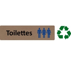 Plaque de porte standard en bois 2.0 "Toilettes mixtes non genrées"
