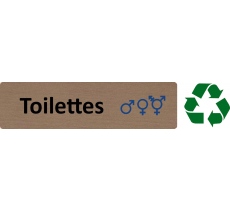 Plaque de porte standard en bois 2.0 "Symbole Toilettes mixtes non genrées"