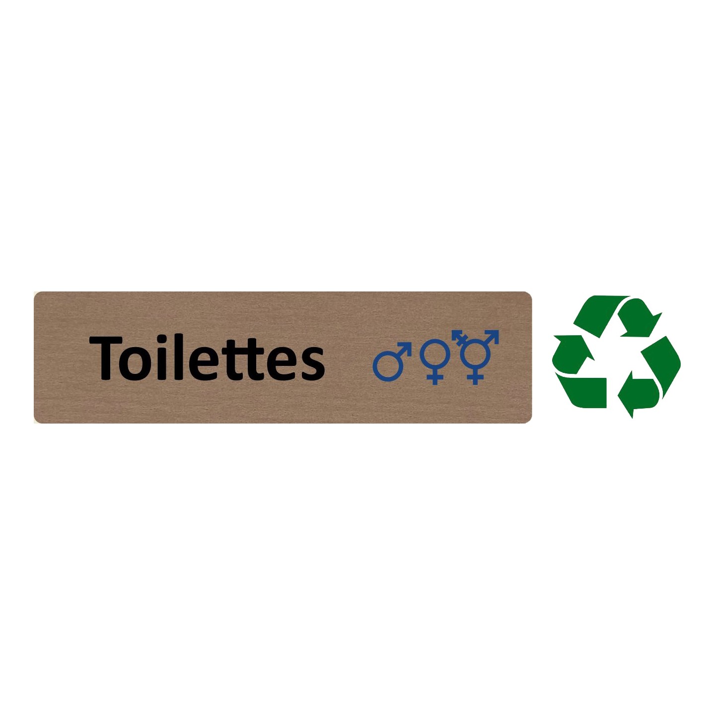 Plaque de porte standard en aluminium "Symbole Toilettes mixtes non genrées"