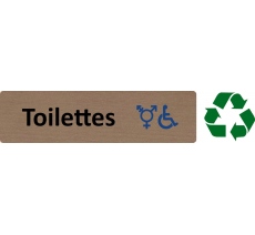 Plaque de porte standard en bois 2.0 "Symbole Toilettes handicapés non genrées"