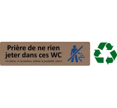 Plaque de porte standard en bois 2.0 " Prière de ne rien jeter dans ces WC "