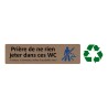 Plaque de porte standard " Prière de ne rien jeter dans ces WC " - Bois
