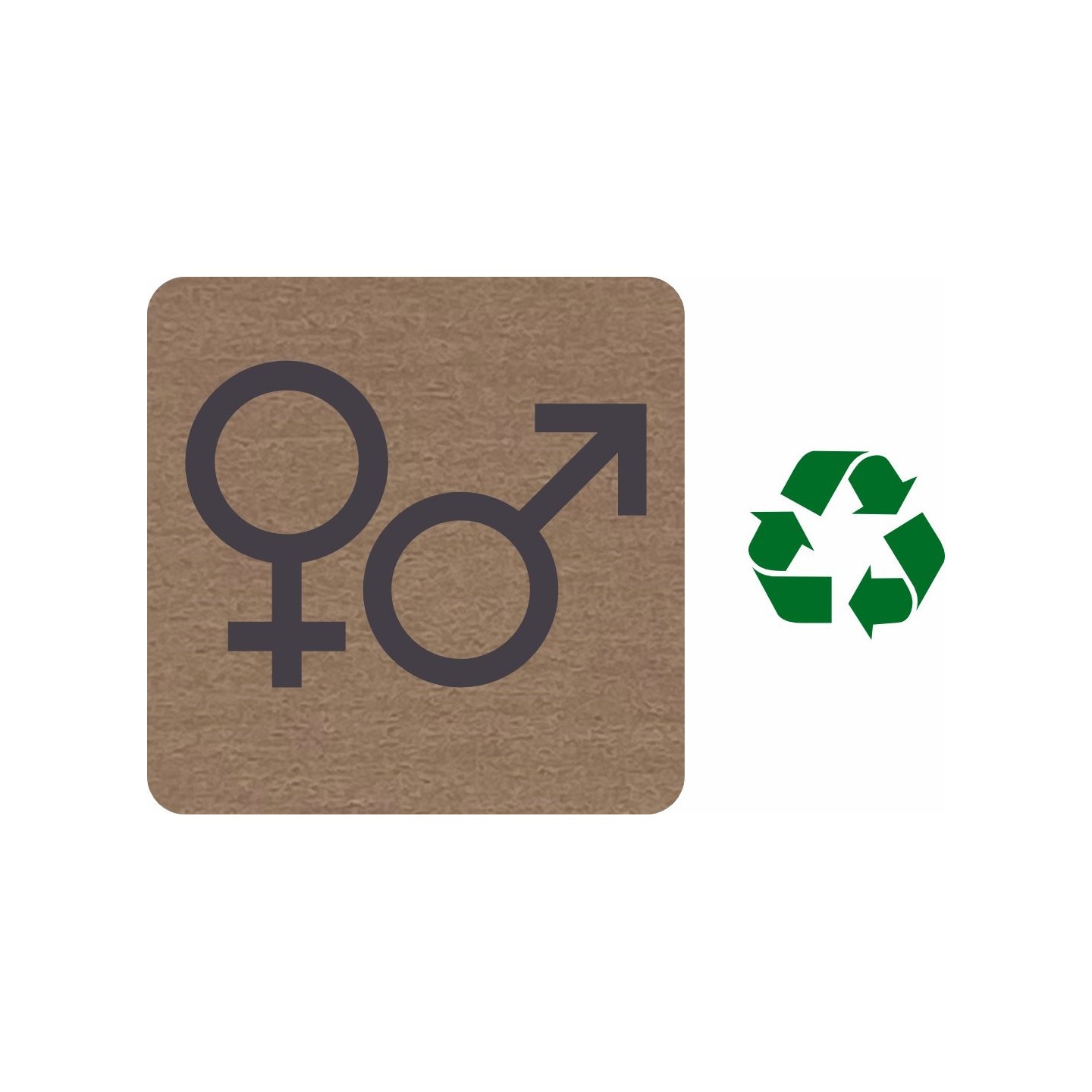 Plaque porte "Côté Bois" couleur Symbole fille et garçon