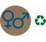 Plaque porte "Côté Bois" couleur Symbole fille et garçon