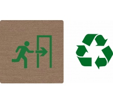 Pictogramme économique en bois 2.0 " Sortie de secours à droite "