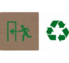 Pictogramme économique en bois 2.0 " Sortie de secours à gauche "