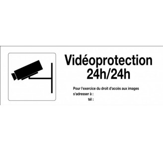Panneau PVC rigide dim: H 120 x L 330 mm Vidéoprotection 24h/24