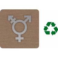Plaque porte "Côté Bois 2.0" et picto en alu symbole non genrées