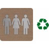 Plaque porte "Côté Bois" et picto en alu Toilettes mixtes non genrés