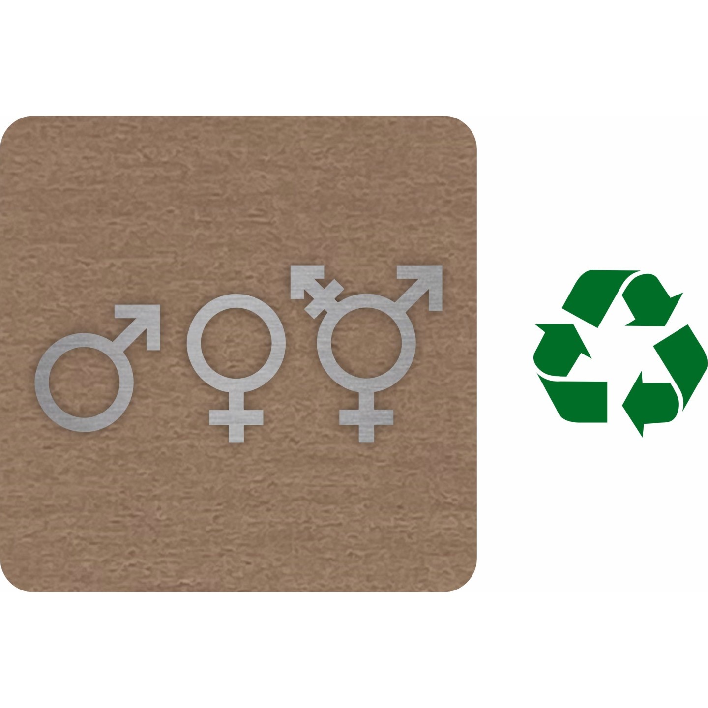 Plaque porte "Côté Bois" et picto en alu symbole toilettes mixtes non genrés